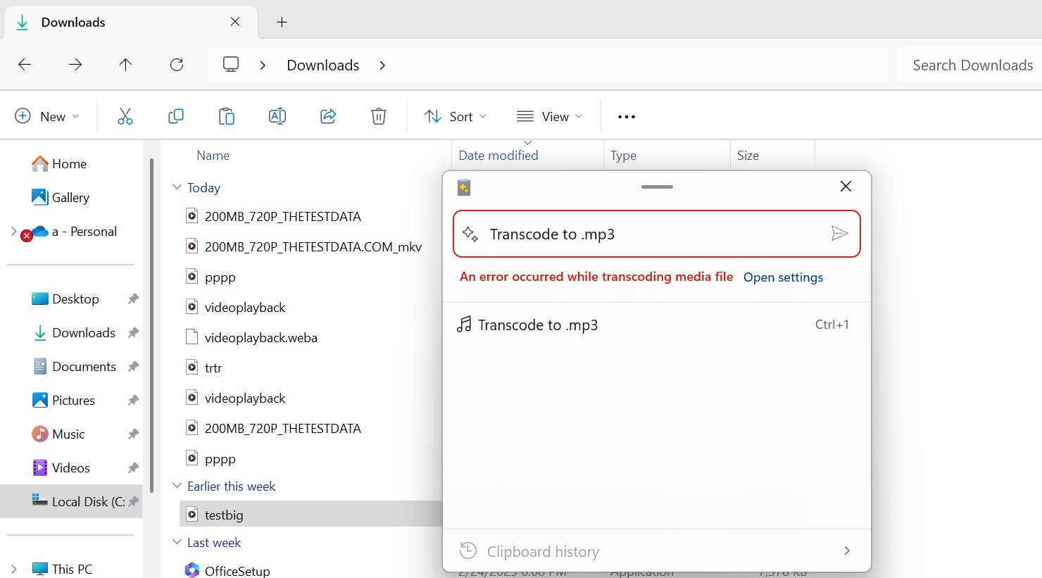 poyertoys error while transcoding media file above 500mb
