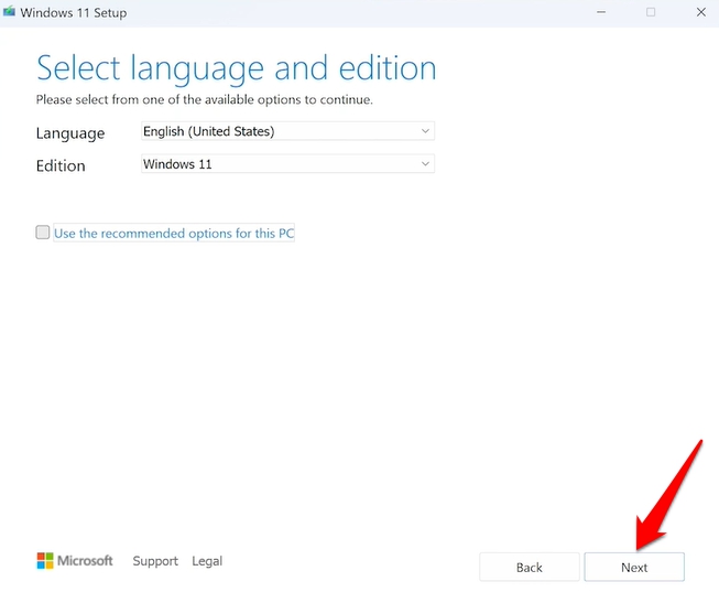 select Windows 11 edition