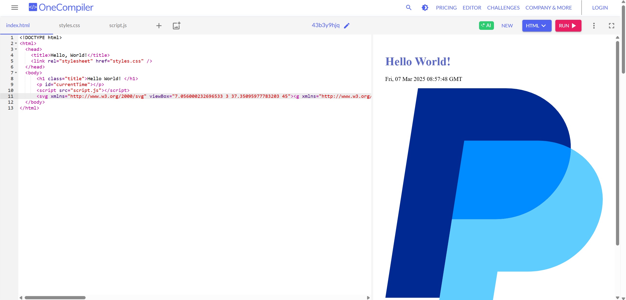 svgl logo code works in an online html compiler