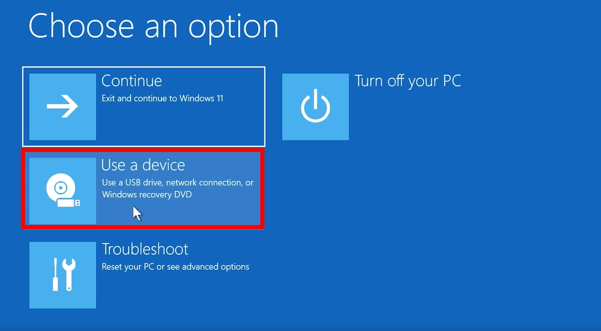 use a USB device to setup Windows 11