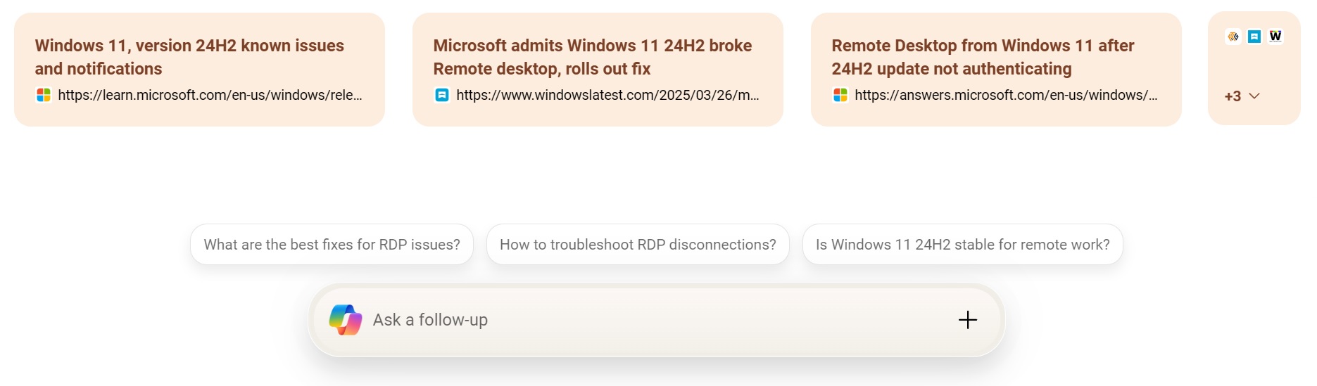 Bing follow up button