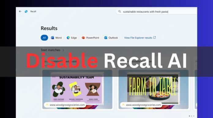 Disable and remove Recall AI from Windows 11