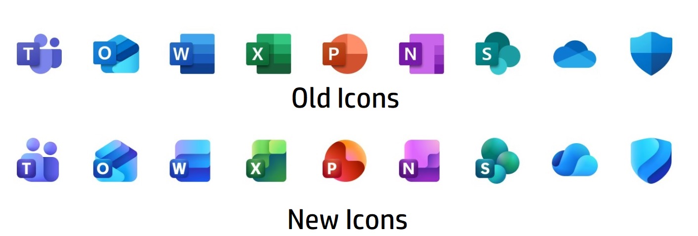 Microsoft 365 Old Icons Vs new