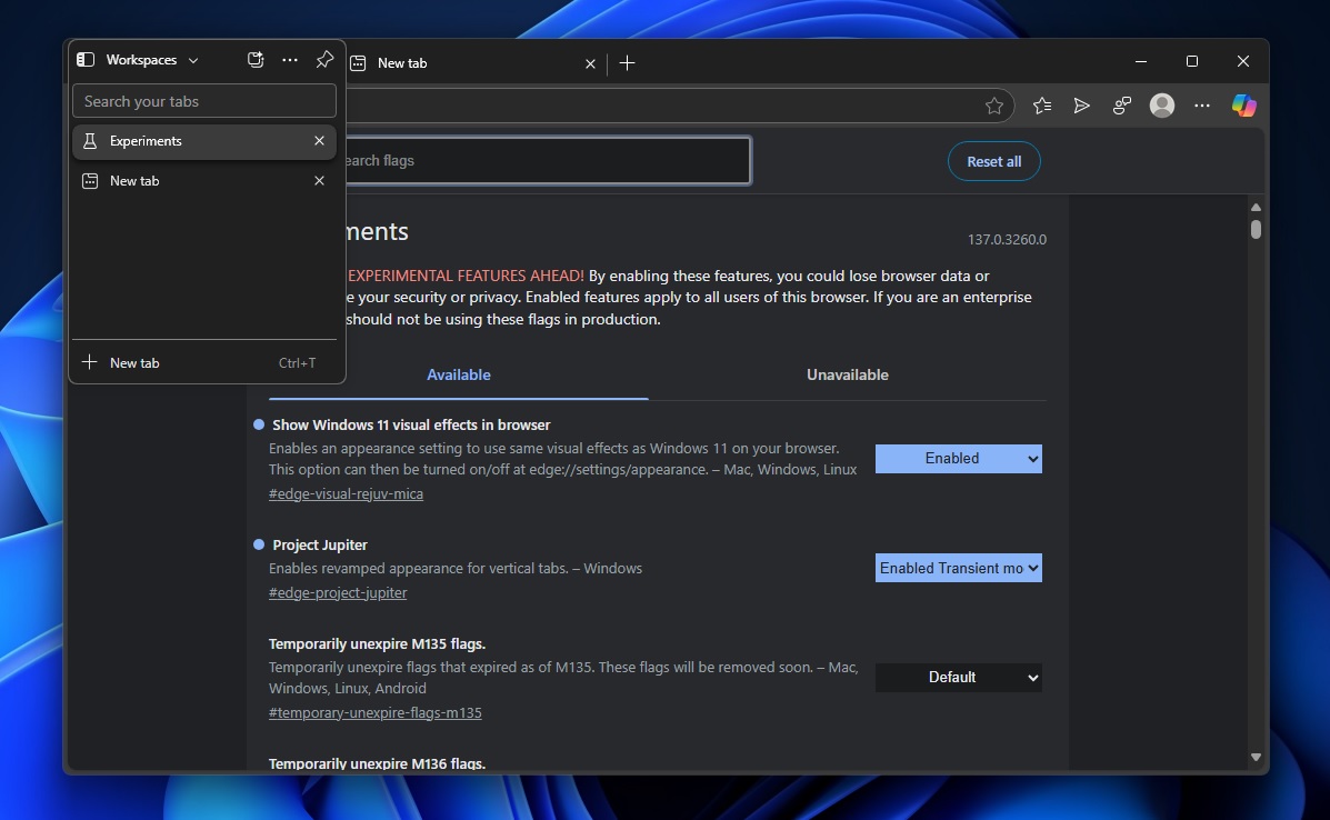 Microsoft Edge Transient