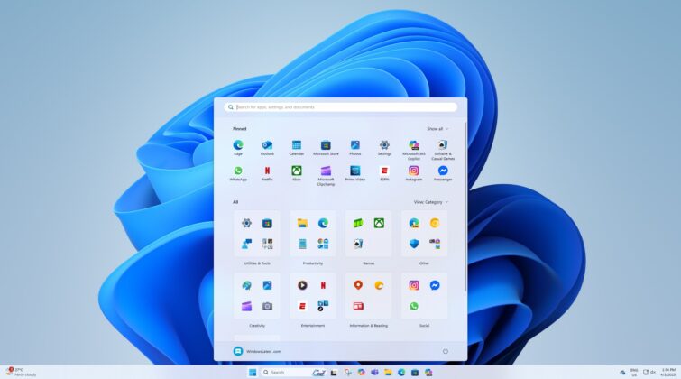 New Start menu in light theme