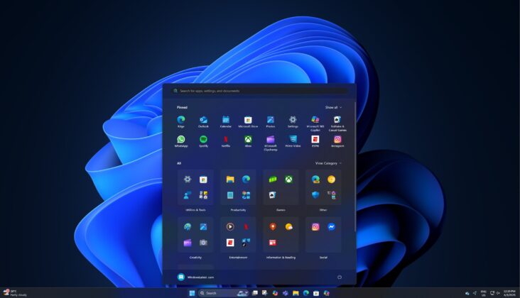 New Start menu on Windows 11