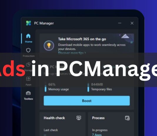 PC Manager for Windows 11 shows Microsoft 365 ads