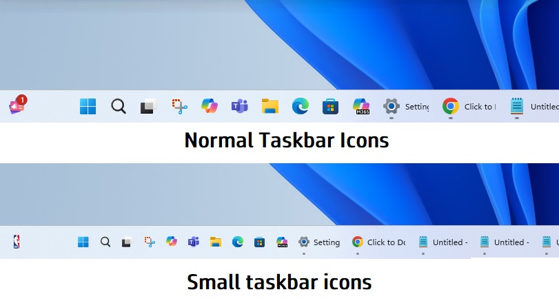 Small taskbar icons app buttons