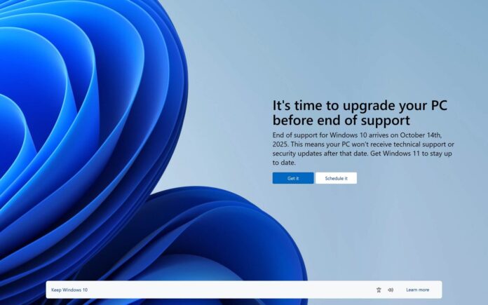 Upgrade Windows 10 to Windows 11 alert