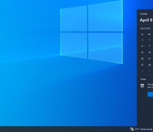 Windows 10 Calendar Flyout UI without Seconds