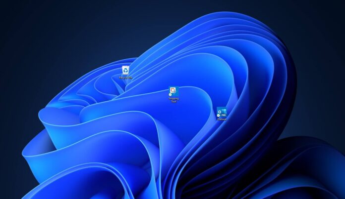 Windows 11 desktop shortcuts blue background square box