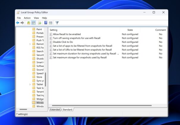 disable recall ai group policy editor