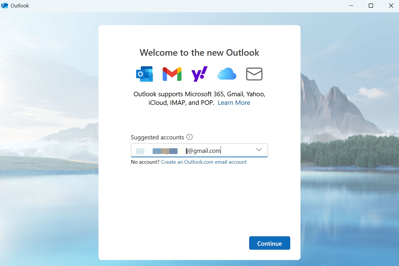 setup new Microsoft outlook