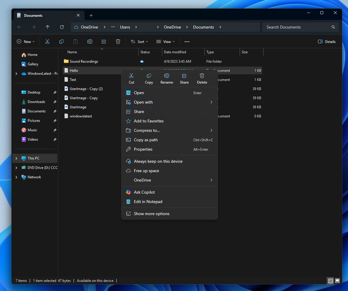 Ask Copilot in context menu