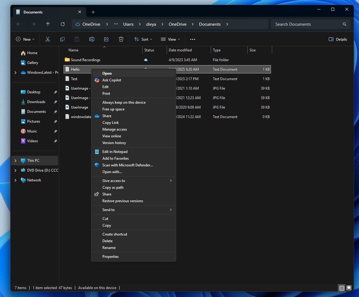 Ask Copilot in legacy context menu