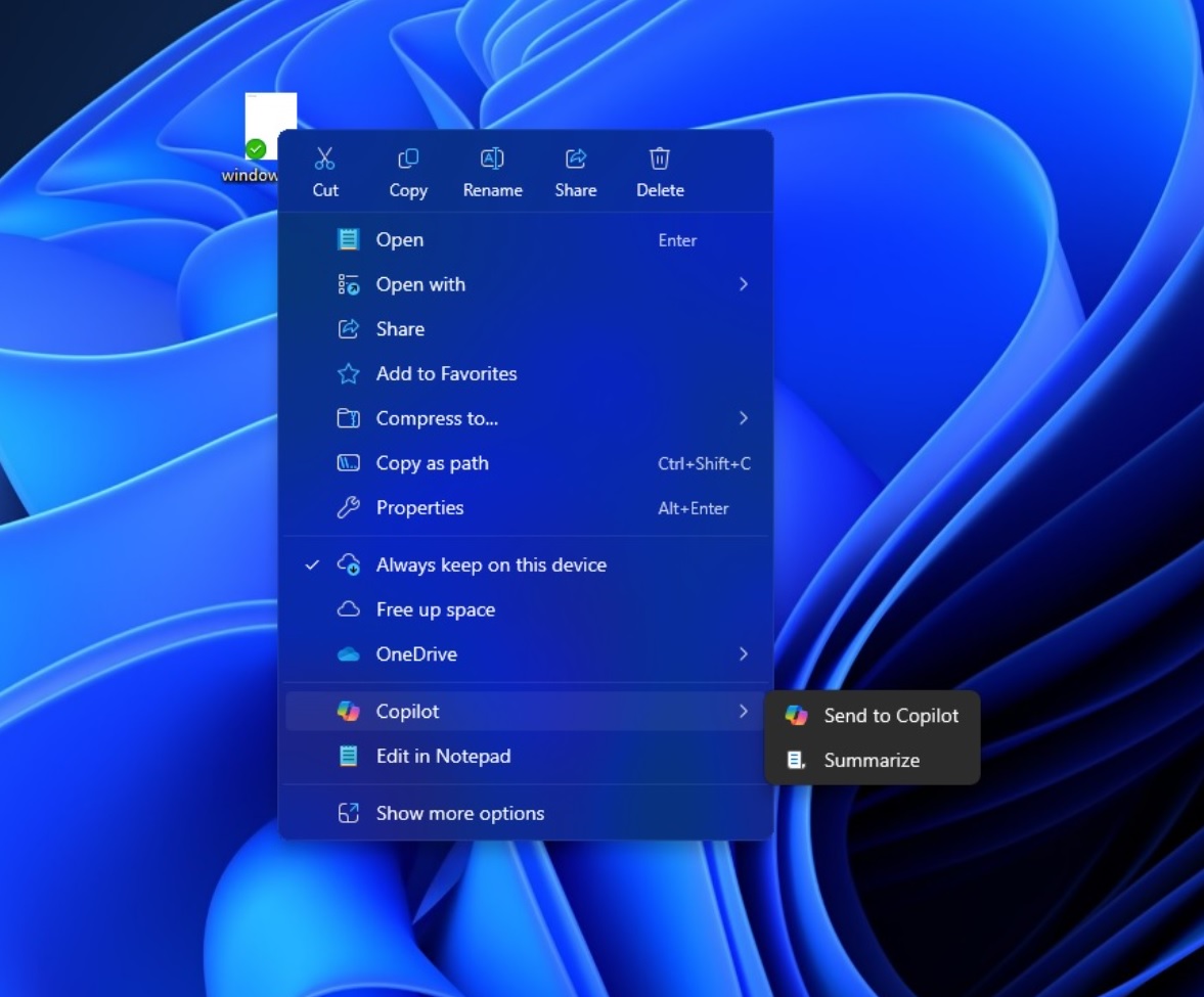 Copilot in right-click menu
