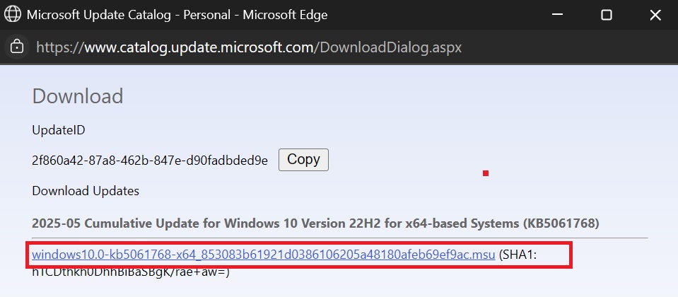 Download KB5061768 for Windows 10