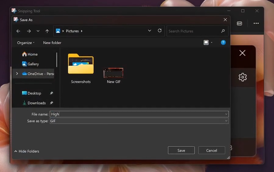 Export GIF in Windows 11