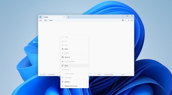 Notepad Write AI for Windows 11