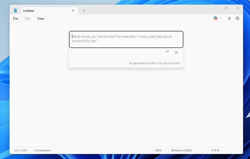 Notepad Write feature