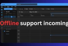 Offline support new Outlook app for calendar events