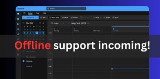 Offline support new Outlook app for calendar events