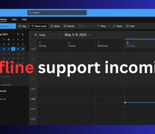 Offline support new Outlook app for calendar events