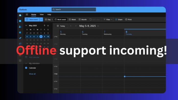 Offline support new Outlook app for calendar events