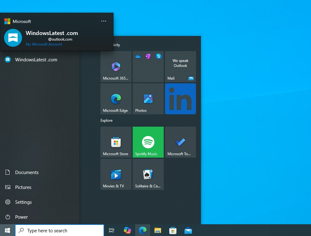 Windows 10 Start menu