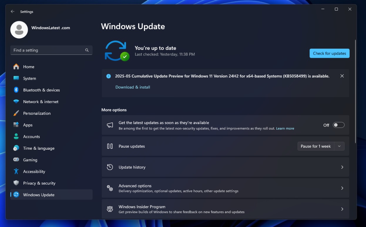 Windows 11 KB5058499 gaming stable