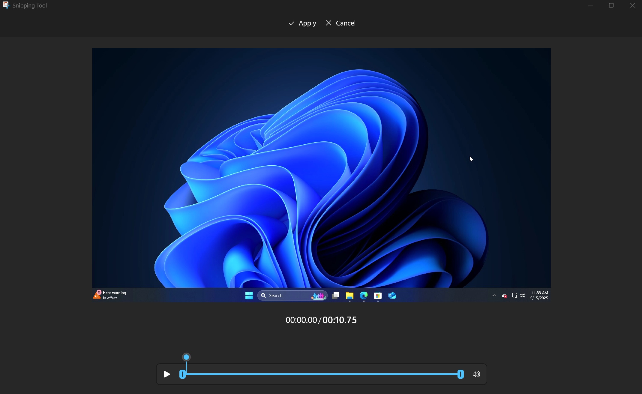 trim video slider in snipping tool
