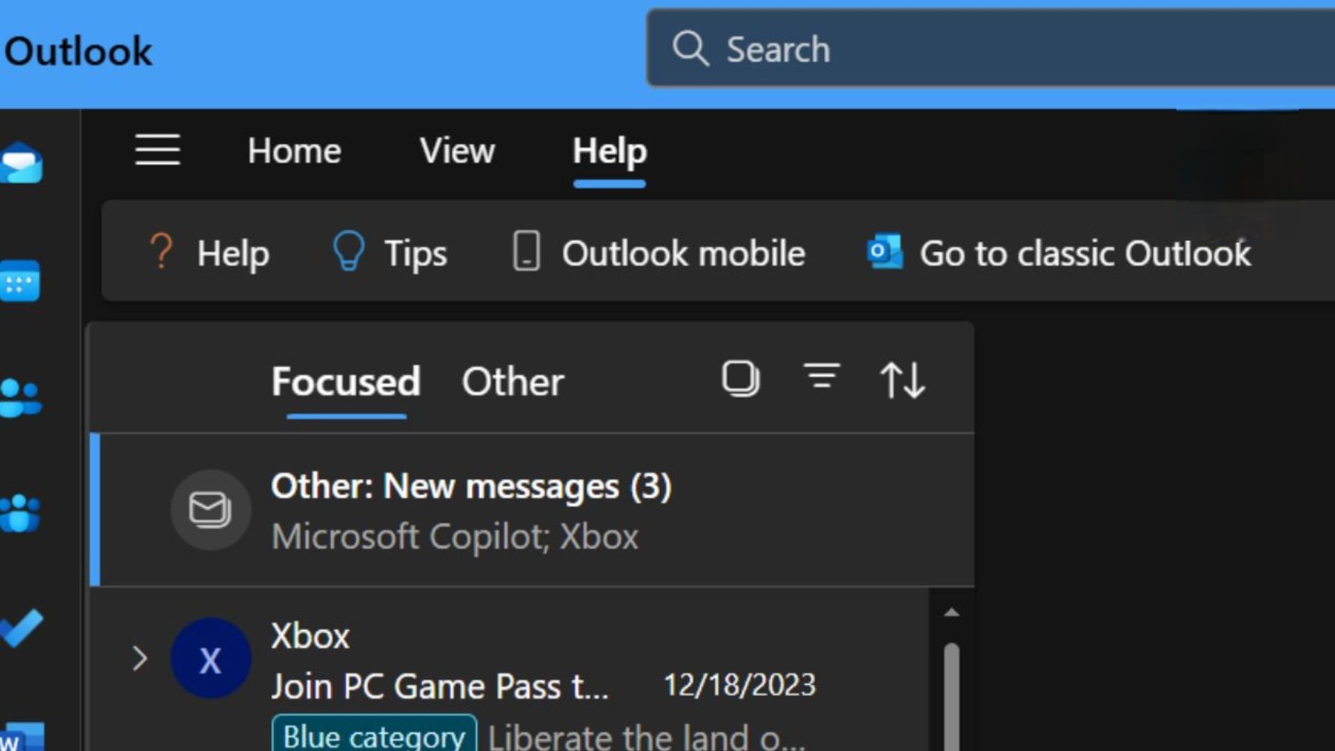 windows 11 outlook switch button