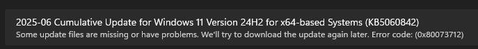 Windows 11 0x80073712