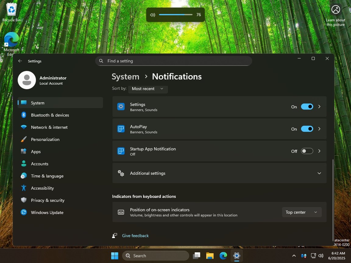 Change position of on-screen indicators on Windows 11