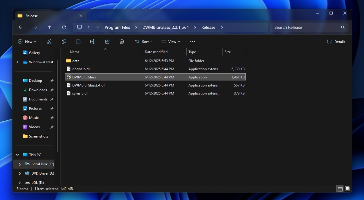 Enable Aero Glass in Windows 11