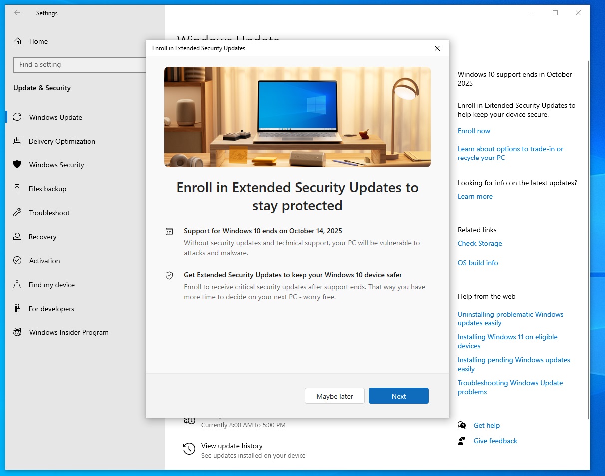 Enroll in Extended Security Updates to stay protected