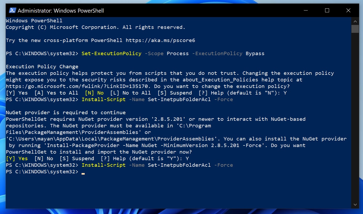 Install-Script -Name Set-InetpubFolderAcl -Force