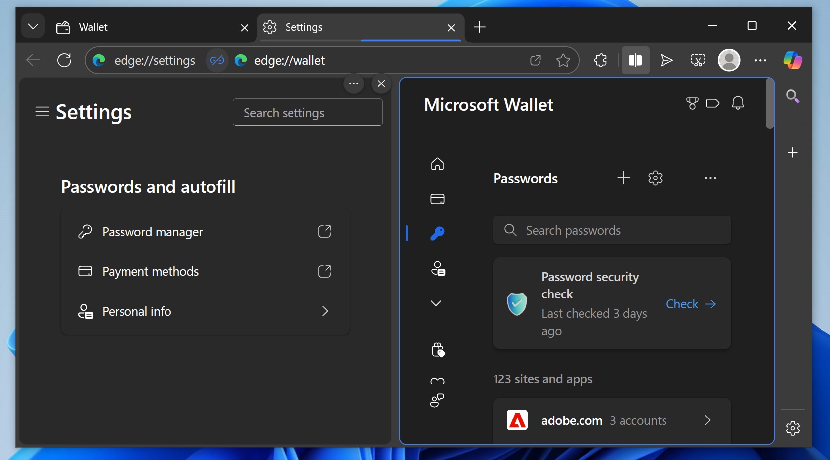 Microsoft Edge password manager