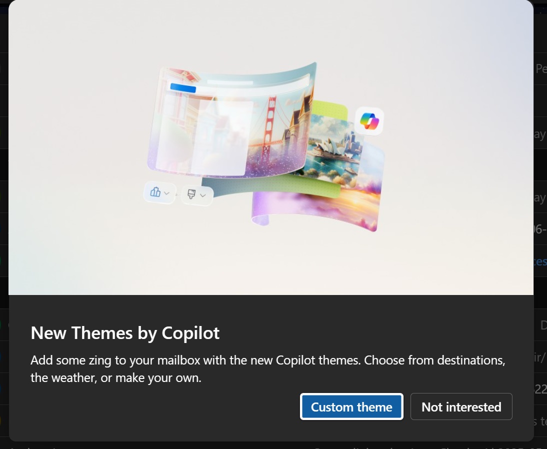 New themes by Copilot on Outlook