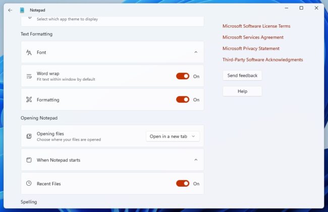 Notepad formatting toggle