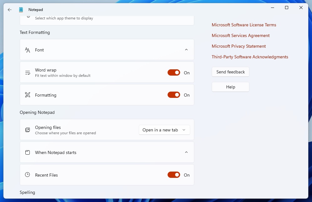 Notepad formatting toggle