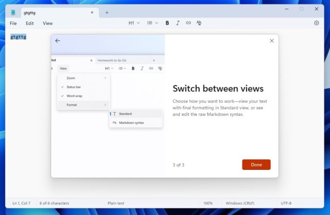 Notepad markdown support
