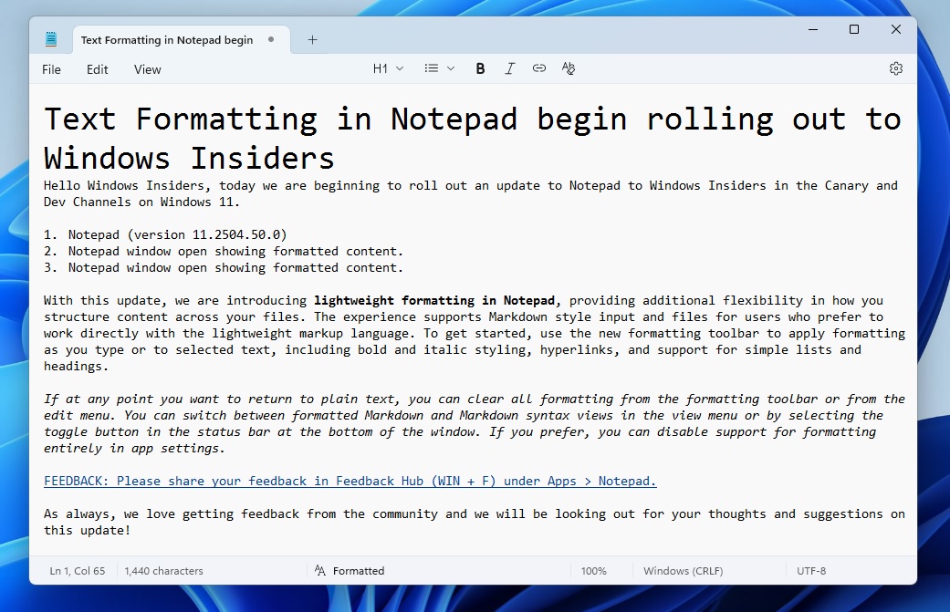 Notepad with markdown