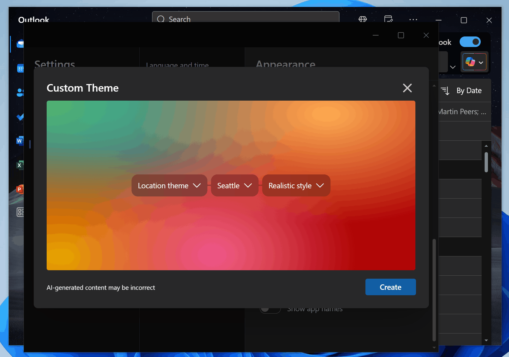 Outlook Copilot theme