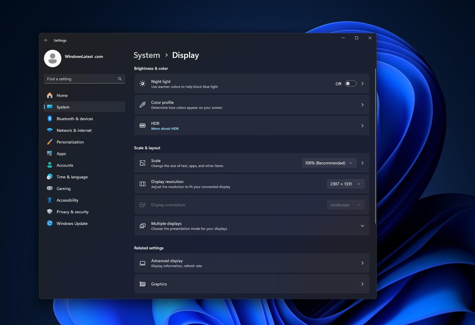 Start menu display scaling