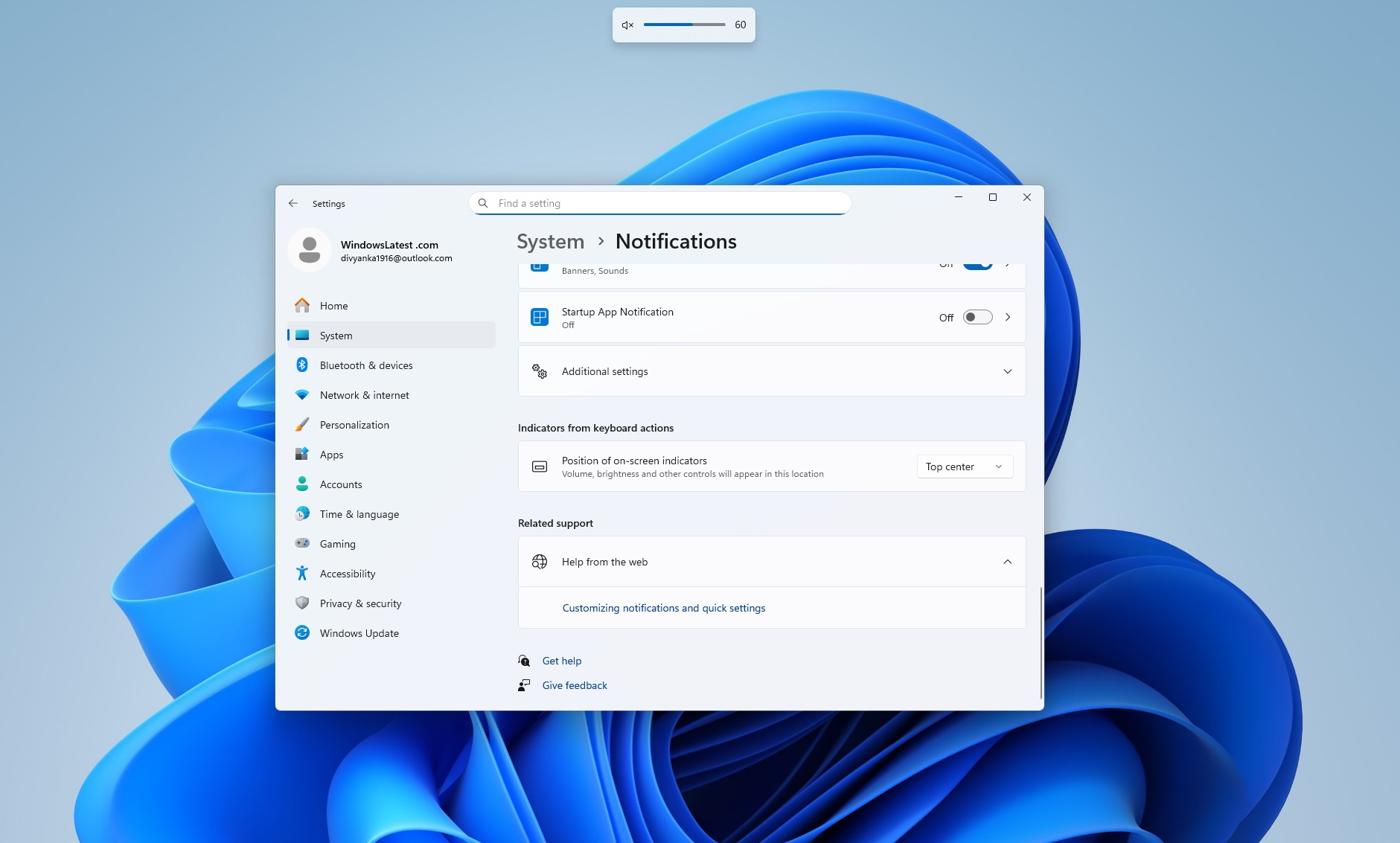 Volume hardware indicators in Windows 11
