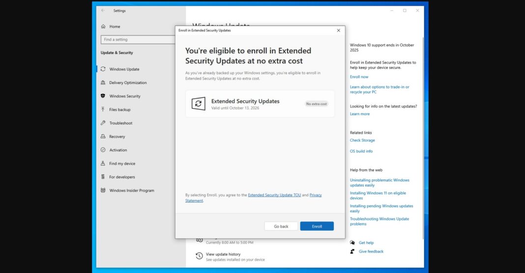 Windows Update Wizard Hate Windows 11? Windows 10's extended updates Enroll button is slowly ...
