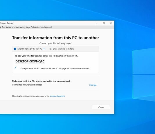 Windows 10 PC to PC transfer tool