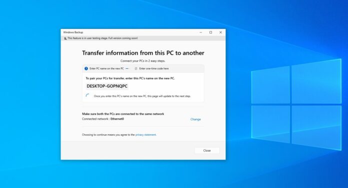 Windows 10 PC to PC transfer tool