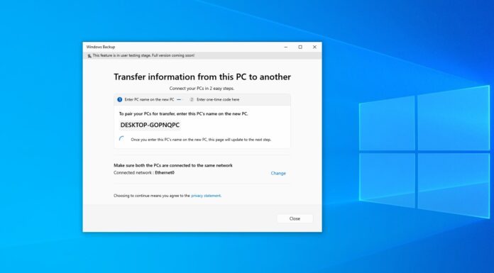 Windows 10 PC to PC transfer tool